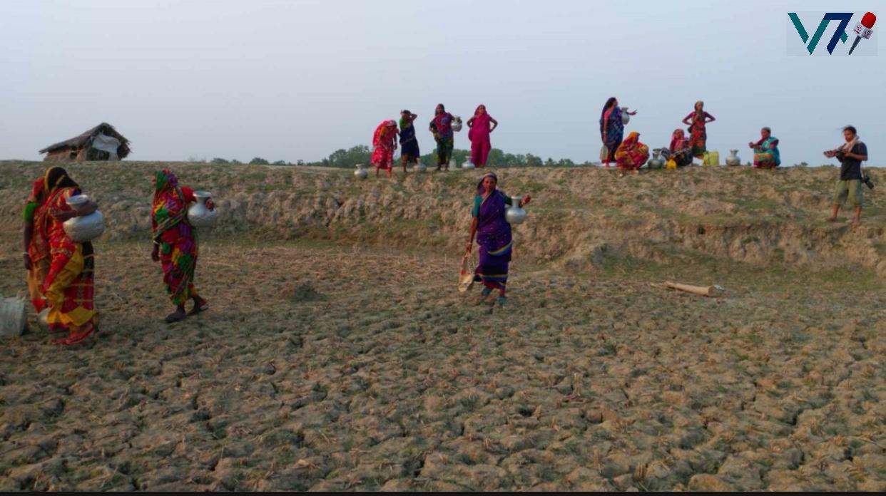 Women in coastal Bangladesh walk miles daily to fetch clean water, as local sources are contaminated with arsenic, salinity, and iron. Photo: Voice7 News